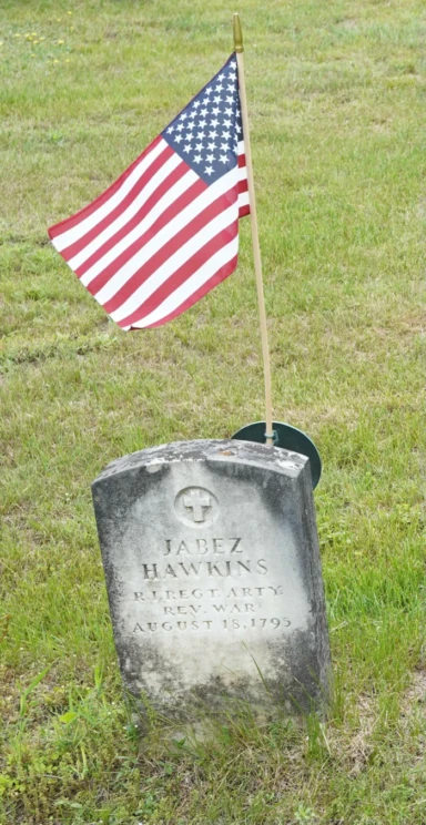 Jabez Hawkins Gravestone with flag